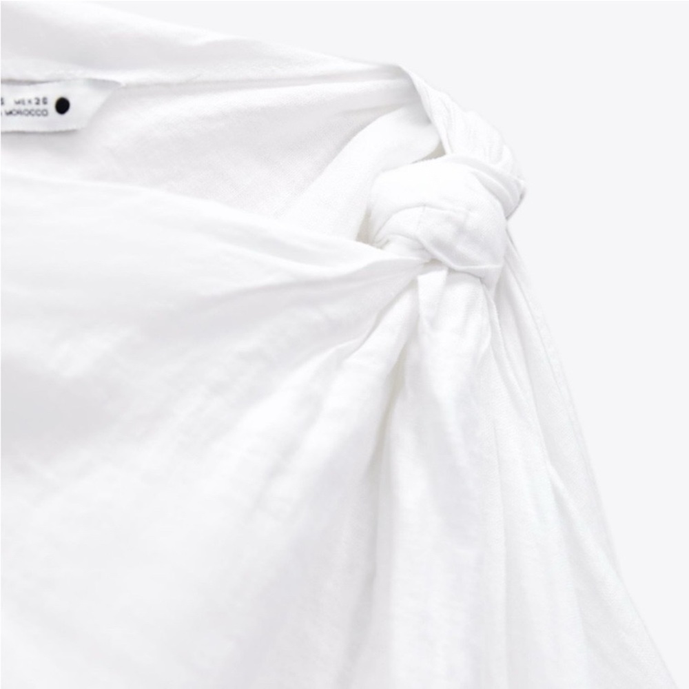 🐚 ZARA BOHO WHITE ASYMMETRICAL LINEN DRESS! - Picture 16 of 16